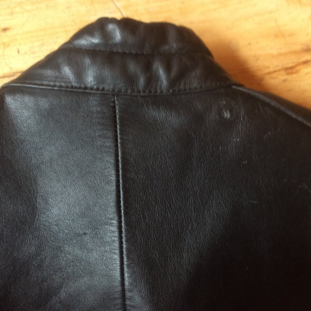 Vintage Wilsons Leather Black Asymmetrical Zip Moto Biker Jacket Size 42-Large - Picture 7 of 14